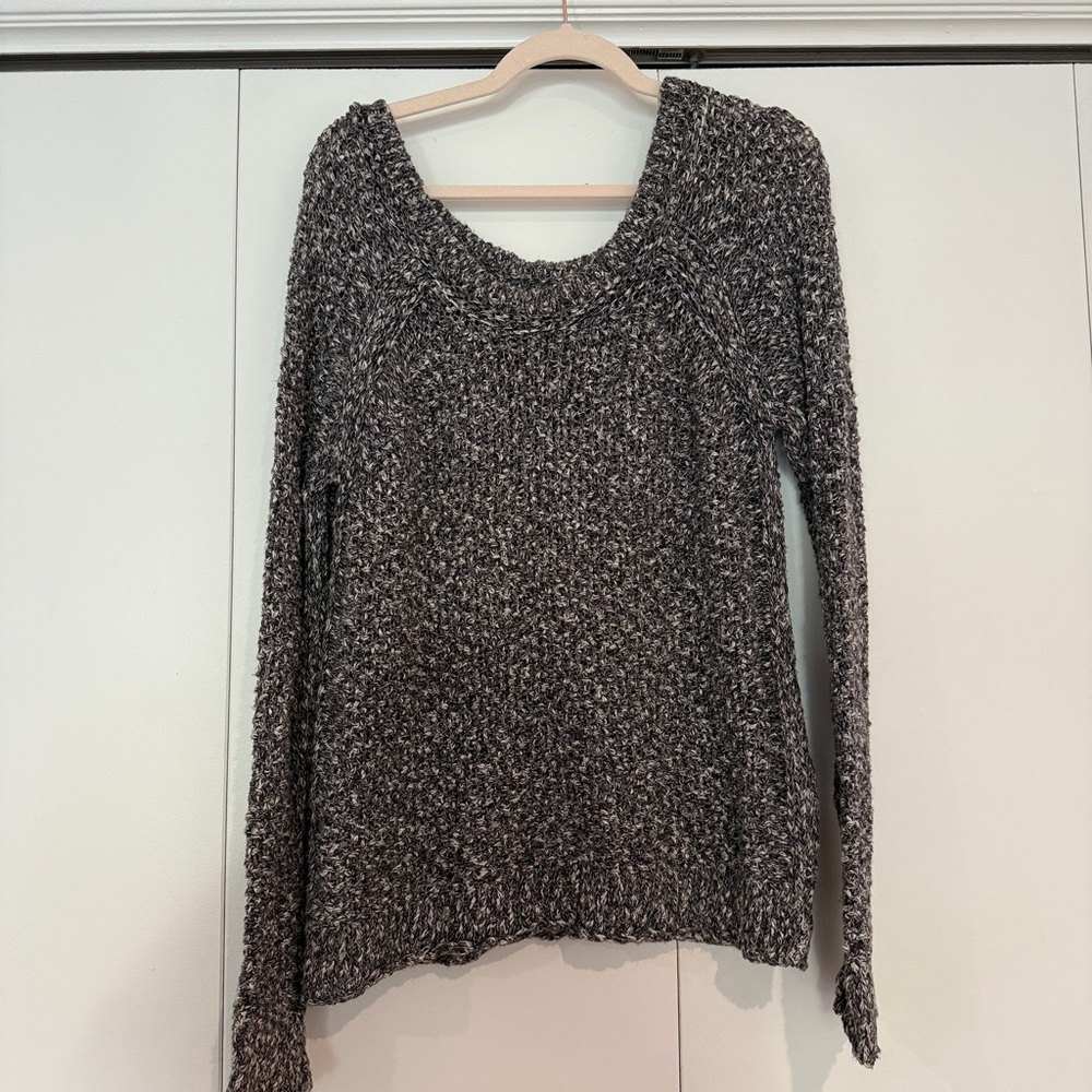 Free People Charcoal and White Knit Sweater